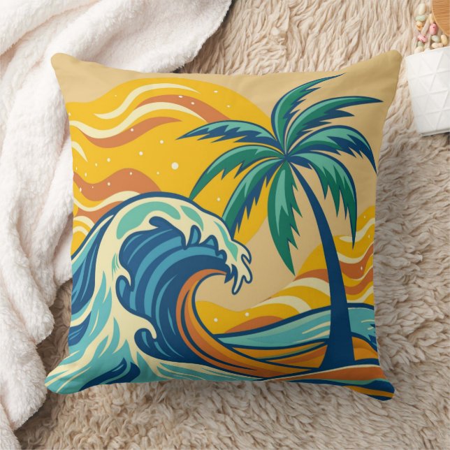 The Great Wave Palm Tree Kissen (Decke)
