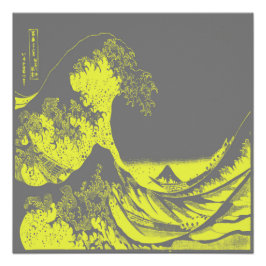 The Great Wave Poster Gelb & Grau