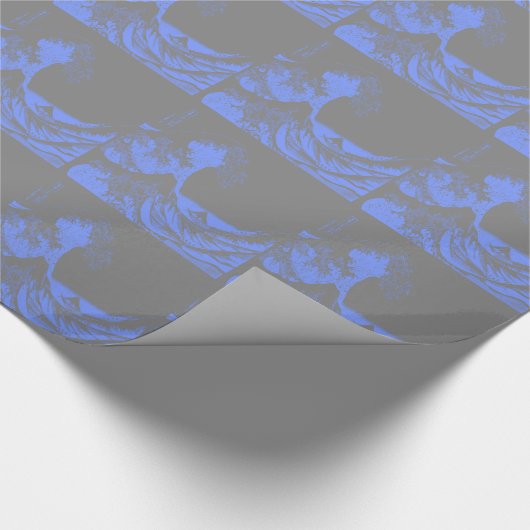 The Great Wave Seafoam Blue & Gray Geschenkpapier (Ecke)