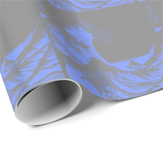 The Great Wave Seafoam Blue & Gray Geschenkpapier (Rolleneckpunkt)