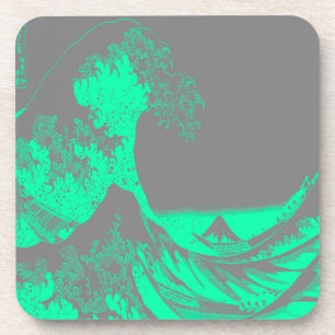 The Great Wave Seafoam Green & Grey Getränkeuntersetzer