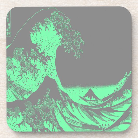 The Great Wave Seafoam Green & Grey Getränkeuntersetzer (Vorderseite)