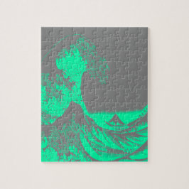 The Great Wave Seafoam Green & Grey Puzzle
