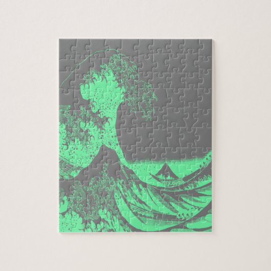 The Great Wave Seafoam Green & Grey Puzzle (Vertikal)