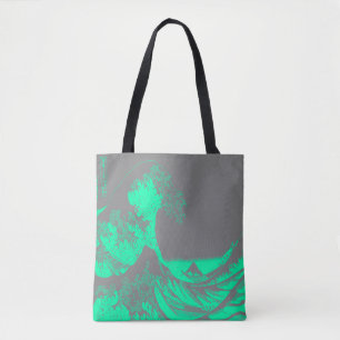 The Great Wave Seafoam Green & Grey Tote Bag Tasche