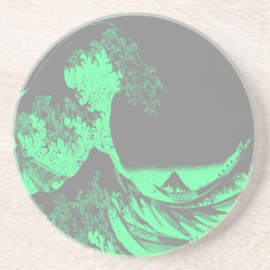 The Great Wave Seafoam Green & Grey Untersetzer (Vorne)