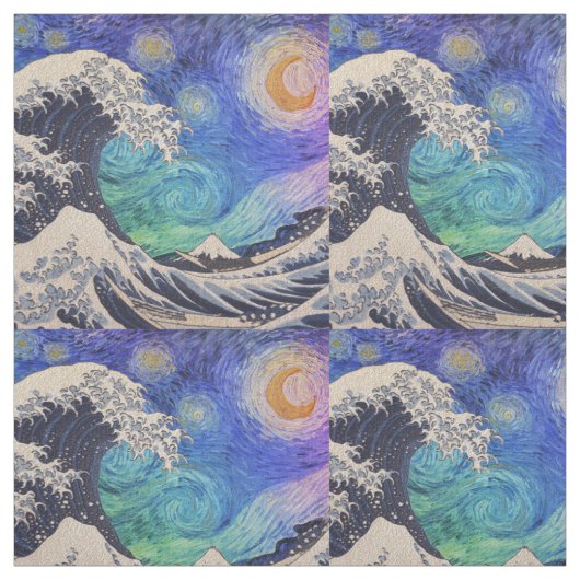 The Great Wave Starry Night Stoff (Muster)