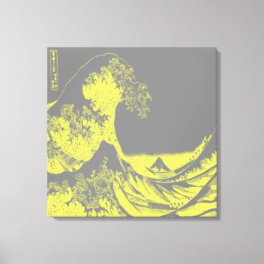 The Great Wave Wrapped Canvas Yellow & Gray Leinwanddruck (Vorderseite)