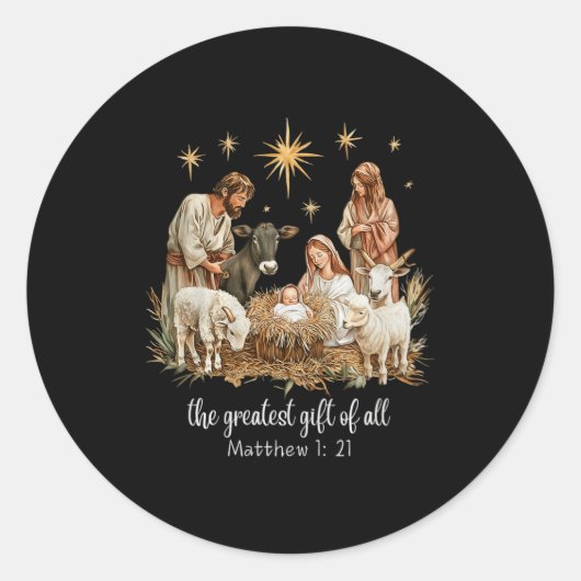 The Greatest For All Christmas Nativity Jesus Chri Runder Aufkleber (Vorderseite)