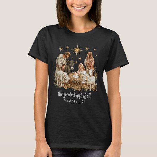 The Greatest For All Christmas Nativity Jesus Chri T-Shirt (Vorderseite)