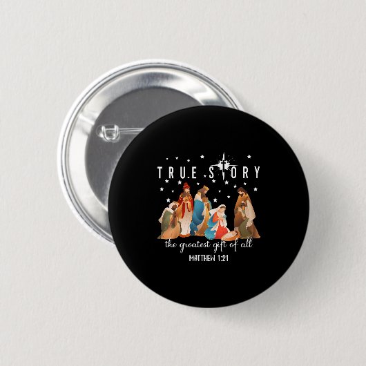 The Greatest Gift For All Christmas Nativity Jesus Button (Vorne & Hinten)
