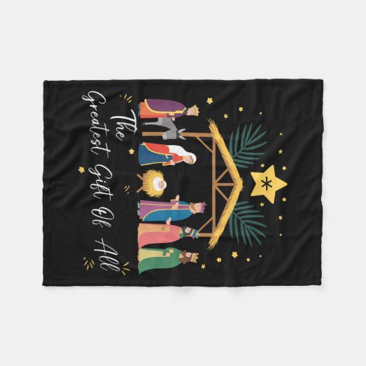 The Greatest Gift For All Christmas Nativity Jesus Fleecedecke (Vorderseite (Horizontal))