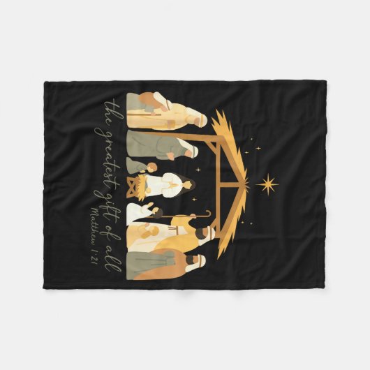 The Greatest Gift For All Christmas Nativity Jesus Fleecedecke (Vorderseite (Horizontal))