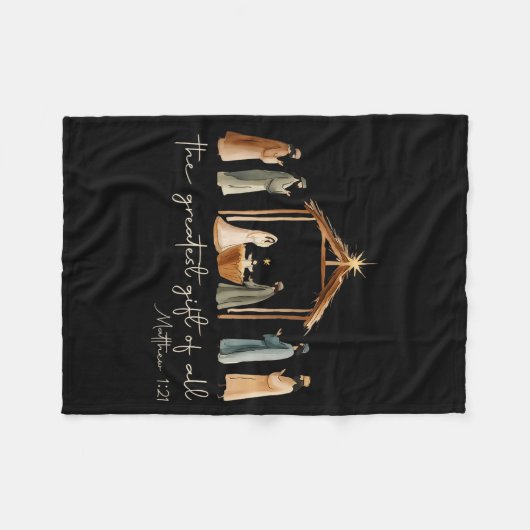 The Greatest Gift For All Christmas Nativity Jesus Fleecedecke (Vorderseite (Horizontal))