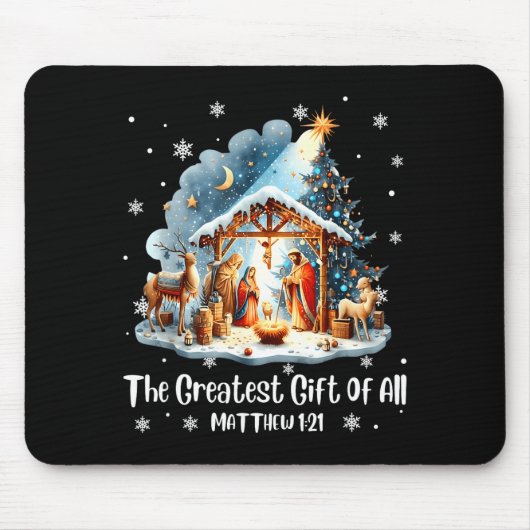 The Greatest Gift For All Christmas Nativity Jesus Mousepad (Vorne)