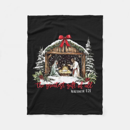 The Greatest Gift Of All Jesus Baby Christian Xmas Fleecedecke (Vorderseite)