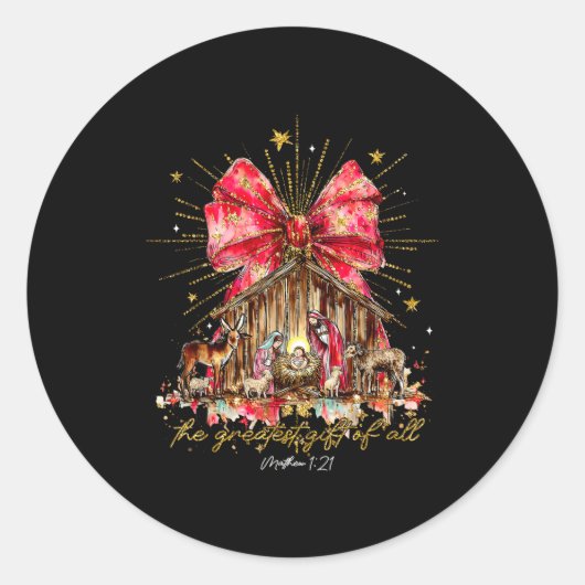The Greatest Gift Of All Jesus Christian Holiday C Runder Aufkleber (Vorderseite)