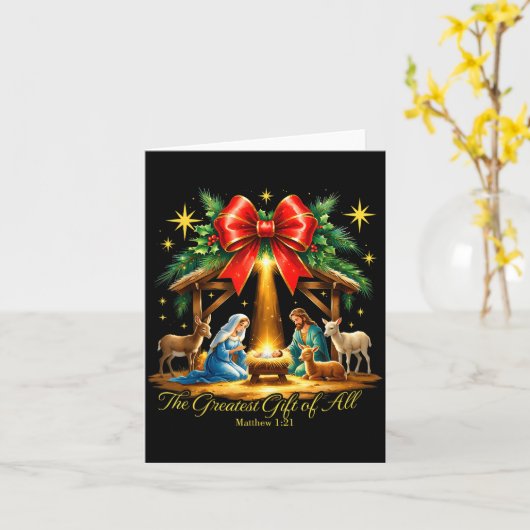 The Greatest Gift Of All Nativity Christian Christ Karte (Gelbe Blume)