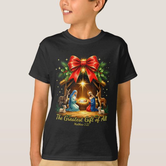 The Greatest Gift Of All Nativity Christian Christ T-Shirt (Vorderseite)