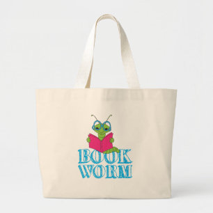 The Green Brilliant Cartoon Bookworm Book Worm Jumbo Stoffbeutel