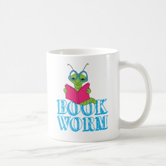 The Green Brilliant Cartoon Bookworm Book Worm Kaffeetasse (Rechts)