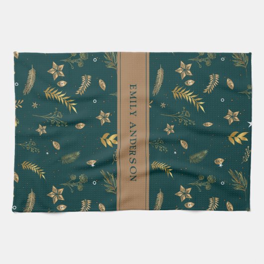 The Green Modern Gold Arch elegant, zeitgemäß Geschirrtuch (Horizontal)