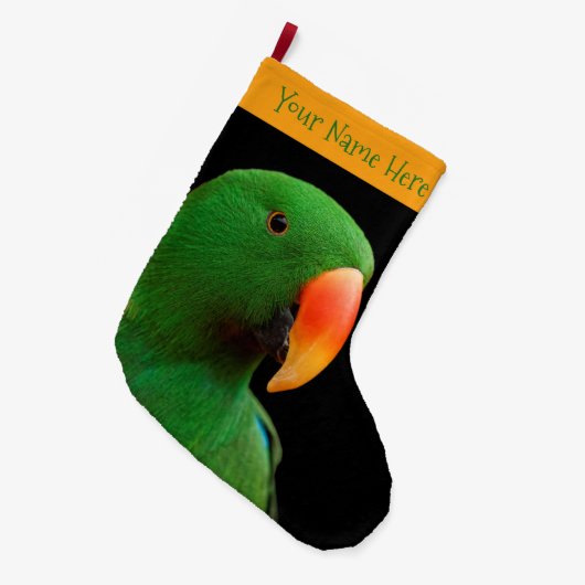 "The Green Orator" Eclectus Parrot Großer Weihnachtsstrumpf (Vorderansicht (hängend))