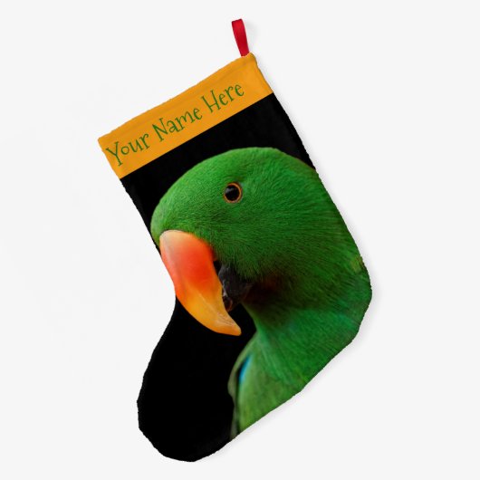 "The Green Orator" Eclectus Parrot Großer Weihnachtsstrumpf (Rückseite (Hängend))