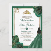 The Green White Gold Rose Royal Elegante Quinceane Einladung (Vorderseite)