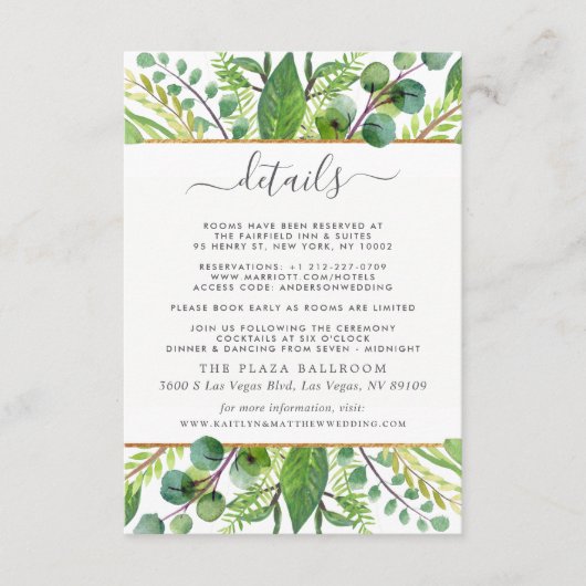The Greenery & Gold Wedding Collection - Details Begleitkarte (Vorderseite)