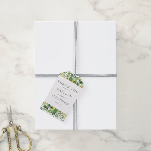 The Greenery & Gold Wedding Collection Geschenkanhänger (Mit Garn)