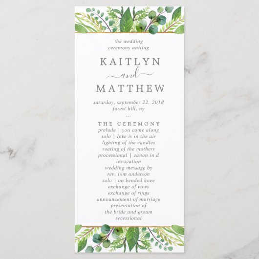 The Greenery & Gold Wedding Collection Programm (Vorderseite)