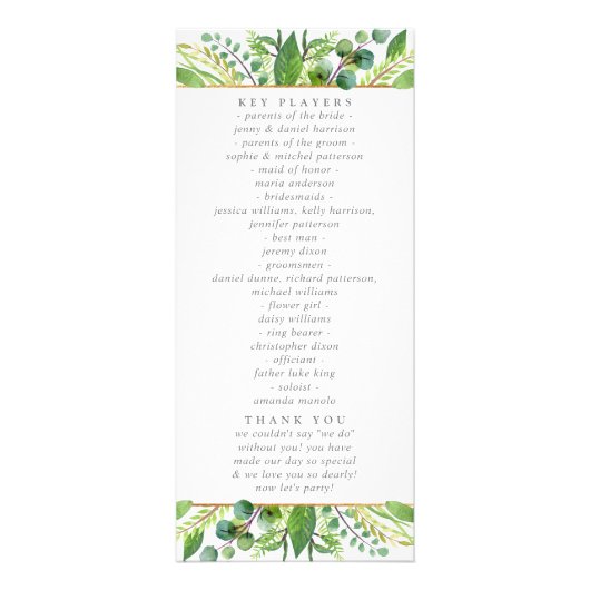 The Greenery & Gold Wedding Collection - Programm (Hinten)