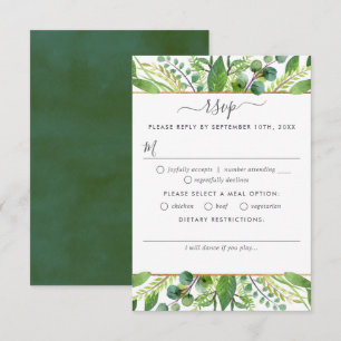 The Greenery & Gold Wedding Collection RSVP Karte