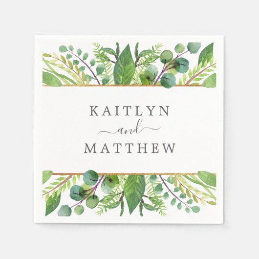 The Greenery & Gold Wedding Collection Serviette (Vorderseite)