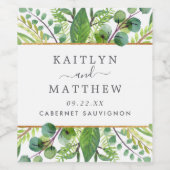 The Greenery & Gold Wedding Collection Weinetikett (Einzelnes Label)