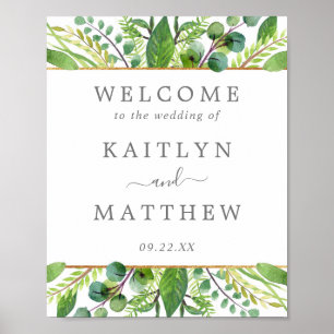 The Greenery & Gold Wedding Collection Willkommen Poster