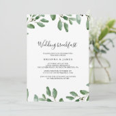 The Greenery Tropical Eucalyptus Wedding Breakfast Einladung (Stehend Vorderseite)