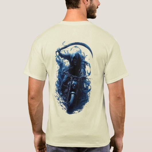 The Grim Reaper Biker on a Motorcycle T-Shirt (Rückseite)