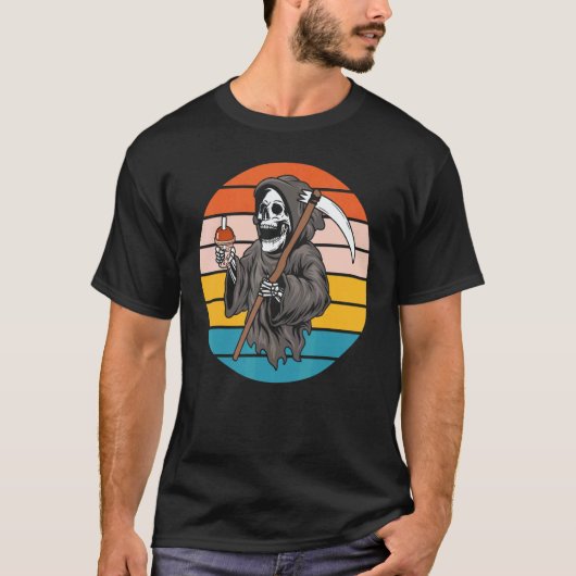 The Grim Reaper Skeleton Skull Death Scythe Grunge T-Shirt (Vorderseite)