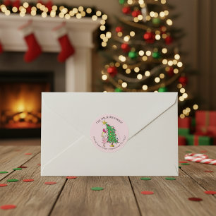 The Grinch   Cindy-Lou Who Christmas Address Runder Aufkleber