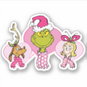 The Grinch Crew in Pink Valentine's Portrait Aufkleber (Vorderseite)