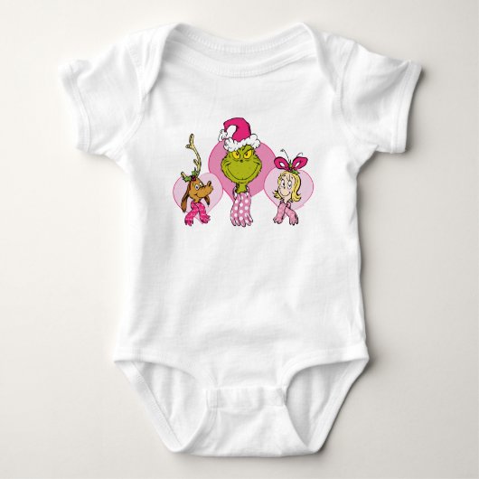The Grinch Crew in Pink Valentine's Portrait Baby Strampler (Vorderseite)