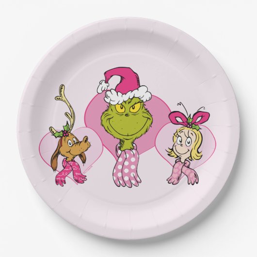 The Grinch Crew in Pink Valentine's Portrait Pappteller (Vorderseite)