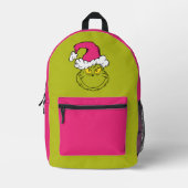 The Grinch in Pink Santa Hat Bedruckter Rucksack (Vorderseite)