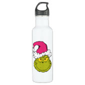 The Grinch in Pink Santa Hat Edelstahlflasche (Vorderseite)