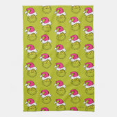 The Grinch in Pink Santa Hat Geschirrtuch (Vertikal)
