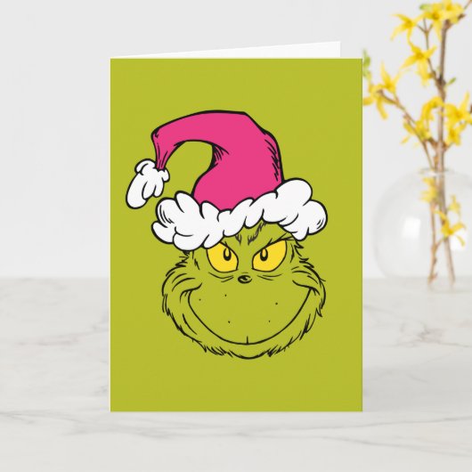 The Grinch in Pink Santa Hat Karte (Gelbe Blume)