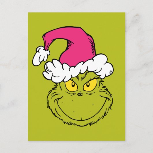 The Grinch in Pink Santa Hat Postkarte (Vorderseite)