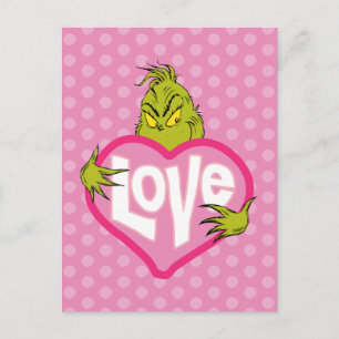 The Grinch Love Pink Heart Postkarte